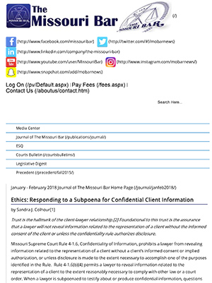 Responding to a Subpoena for Confidential Client Information  (January-February 2018)