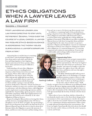 Ethics Obligations When a Lawyer Leaves a Law Firm  (March-April 2020)